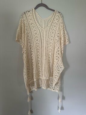 Amazon Cream Crochet Swim Cover-Up Tunic